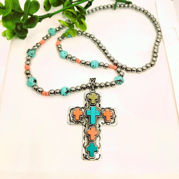 Jewelry - Turquoise and Silver Necklace - New - Handmade